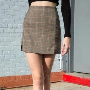 Brandy Melville Brown Plaid Cara Mini Skirt